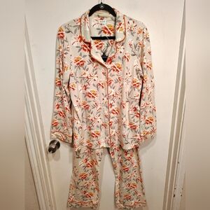 Bed Head Classic Pajama Set Sz L Large Floral Print Comfy Stretch Lounge Wear